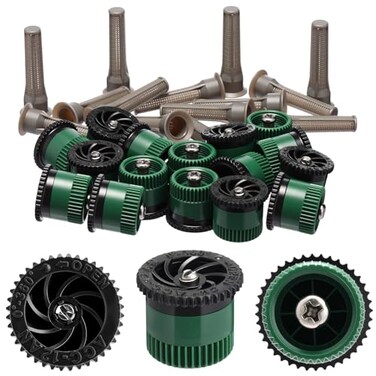 Honoson 16 Pcs Variable Arc Nozzle Radius High Efficiency Replacement Pop up Sprinkler Heads Compatible with Rainbird Hunter Orbit Popup Sprinklers 12 VanBlack