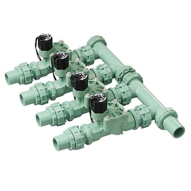 Orbit 57257 4Valve Preassembled Sprinkler Manifold Easy Install Smart Controller Compatible Works with PVC Poly Pipe Includes 4 inLine Valves