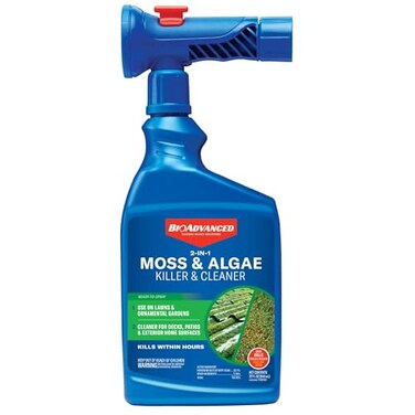 BioAdvanced 2in1 Moss and Algae Killer for Lawns Moss Killer for Roofs Patios Decks and Deck Cleaner 32 oz