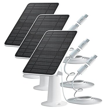 WININMETA Solar Panel Charger Compatible with Eufycam 33C2C2C ProE40E2022 ProEL20L40SoloSoloCam Spotlight 5W Solar Panel for Eufy Camera Micro USB USBC Port 98ft Cable P65 Waterproof 3 Pack