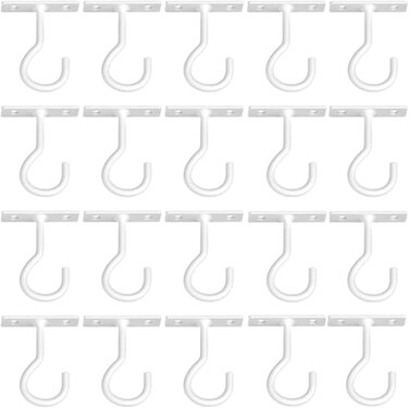 QTJUST Ceiling Hooks for Hanging Plants 20pack 25inch White