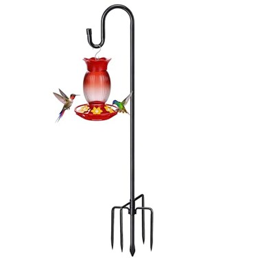 COCONUT 78 Heavy Duty Shepherds Hooks for Outdoor Bird Feeder Pole with 5 Prong Base Adjustable Height Shepherds Hook for Hummingbird Feeder Bird Feeder Plant Wind Chimes Lanterns 1 Pack