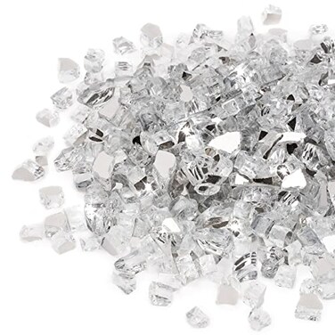 Stanbroil 10Pound Fire Glass 14 inch Reflective Tempered Fire Glass for Fireplace Fire Pit Platinum Reflective