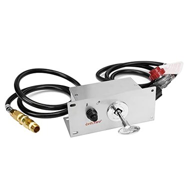 onlyfire AllinOne Propane Gas Fire Pit Ignition System Kit Includes Electronic Igniter Key Valve Air Mixer Valve LP Regulator with 5Ft Hose PVC Hose