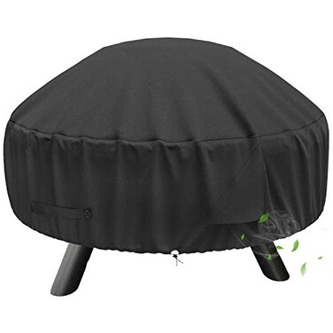 SHINESTAR Round Fire Pit Cover for 2232 Inch Fire Pit Waterproof and Windproof with Straps and Builtin Vents 32 Dia x 135 H Black