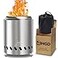HGD Tabletop Fire Pit Smokeless Firepit Outdoor Mini Fire Pit for with Carry Bag for Camping Backyard Patio Garden Picnic Silver