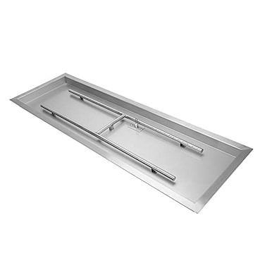 Stanbroil 24 x 8 Inch Rectangular Dropin Fire Pit Pan with HBurner Gas Fire Pit Insert for DIY Fire Table 304 SS 90000 BTU Max