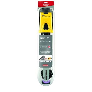 Oregon 16inch PowerSharp Starter Kit with Bar Sharpener and 55 Drive Link PowerSharp Chain 38 Low Profile 050 Gauge Fits Stihl Portable Sharpening Tool for Chainsaws 541655