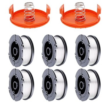 Hechuang AF100 Weed Eater Spool 62 Pack 30ft 0065 Line String Trimmer Replacement Spool for BlackDecker AF100 String Trimmers 6 Replacement Spool 2 Trimmer Cap 2 Pack Spring