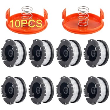 GOSDENG 10 Pack Weed Eater String Compatible with BlackDecker AF100 0065 Weed Wacker String Refill 240ft Automatic Feed String Trimmer Replacement Spool Line for BlackDecker8 Spool2 Cap2 Spring