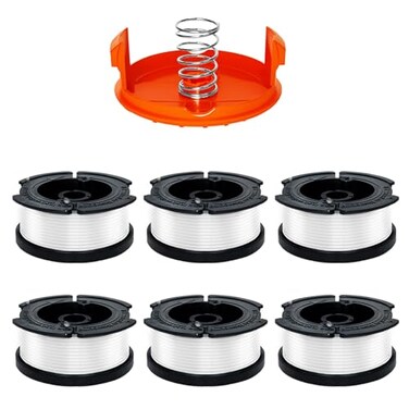 FrauSonne Weed Eater String Compatible with BlackDecker 30ft 0065 AF100 Autofeed String Trimmer Line Replacement Spool for BlackDecker Trimmer Line 6 Spools 1 Cap