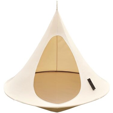 Vivere All Weather Polyester and Cotton Double Hammock Cacoon Natural White