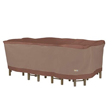 Duck Covers DUCKCOVERS Ultimate Waterproof 127 Inch RectangularOval Patio Table with Chairs Cover