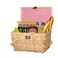 Vintiquewise Wickerwise Gingham Lined Woodchip Picnic Basket with Lid and Movable Handles