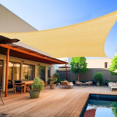 ShadeBeyond ShadeBeyond 8x10 Sun Shade Sails Canopy Rectangle Sand 185GSM Shade Sail for Patio Deck Yard Backyard We Make Custom Size