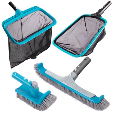 Sepetrel Deluxe Swimming Pool Cleaning Kit Including 2 Brush Heads 2 Pool Skimmer NetsNO Pole