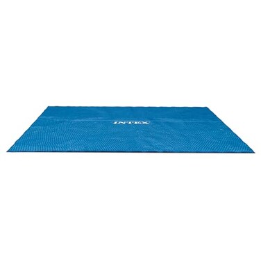 Intex Solar Pool Cover for 18 x 9 Rectangular Frame Outdoor Swimming Pools with Carrying Storage Bag Pool Cover Only Blue