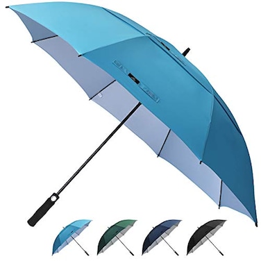 Prospo 62 Inch Extra Large Golf Umbrella Double Canopy Automatic Open Sun Rain Stick Umbrellas Windproof Waterproof Oversized Sky Blue