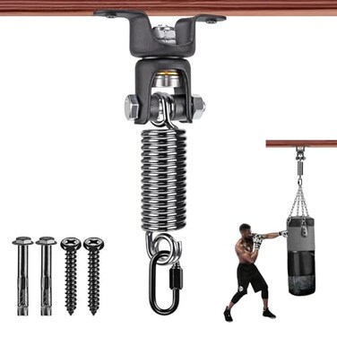 BeneLabel 360 Swivel Heavy Boxing Bag Hanger with Spring 275 LBs Capacity Heavy Bag Mount Spring for Punching Bags Ceiling Mount with Spring