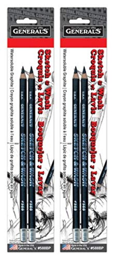 GENERAL'S Generals 2Pack Sketch Wash Pencils 2pkg 4 Count