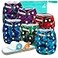 Wegreeco Cloth Diapers 6 Pack with Inserts Wet Bag Washable Reusable Diapers for Babies One Size Adjustable Abstract Geometrical