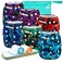 Wegreeco Cloth Diapers 6 Pack with Inserts Wet Bag Washable Reusable Diapers for Babies One Size Adjustable Abstract Geometrical