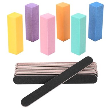 GREEN FABWOOD 10 PCS Nail Files and 6 PCS Buffers Professional Manicure Tools Kit Rectangular Art Care Buffer Block Tools 100180 Grit