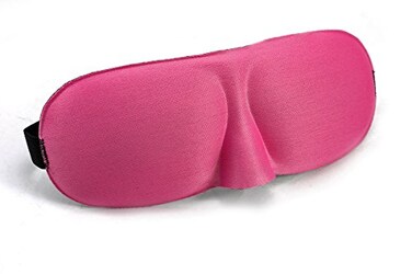 Deluxe Comfort Blink Safe 3D Protective Eye Sleep Mask LightWeight Adjustable Strap Breathable Polyester Sleeping Mask Pink
