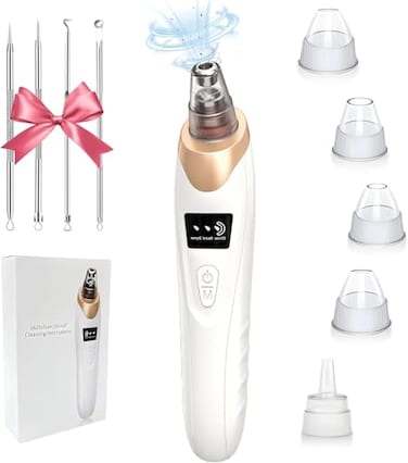 BAIIKO Blackhead Remover Vacuum Professional Blackhead Extractor for Face with 3 Adjustable Suction Levels USB Rechargeable Pore Cleaner and 5 Interchangeable Probes White