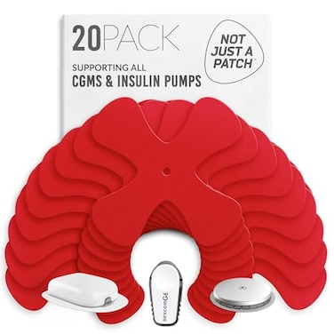 Not Just A Patch XPatch CGM Sensor Patches 20 Pack Water Resistant Omnipod 5 Adhesive Patches Durable for Active Lifestyle for 1014 Days Compatible with Dexcom G6 Libre 2 in Red