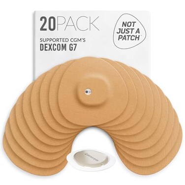 Not Just A Patch Dexcom G7 Adhesive Patches 20 Pack Stelo CGM Sensor Patches with PrecisionCut Hole for Ventilation Beige