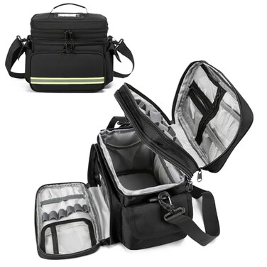 Be-Better Black Double Layer First Aid Bag Medical Bag Empty Emergency First Responder Organizer for NursesHome Health Care EMT