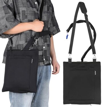 Hoomtree Urine Drainage Bag Holder Catheter Bag Covers with Zipper Pipe Sleeve Adjustable Strap Soft Diving Fabric Easy Access Secure Discreet for Urostomy Foley Catheter UsersBlack