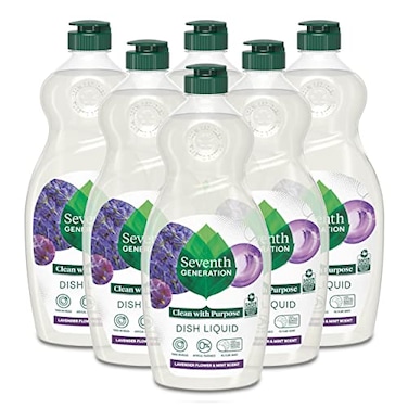 Seventh Generation Dish Soap Liquid Lavender Flower Mint Scent Pack of 6 Dishwashing Soap Dish Detergent Liquid Soap 19 oz
