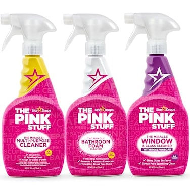 Stardrops The Pink Stuff MultiPurpose Spray Window Glass Cleaner and Bathroom Foam Spray Bundle AllinOne Home Cleaning Solution 3Pack