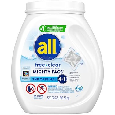 all Unit Dose Laundry Detergent Mighty Pacs Free Clear 80 Count