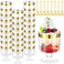 Yinder 200 Pcs Mini Dessert Cups with Spoons Include 100 Disposable Plastic Mousse Cups 100 Tasting Spoons Clear Plastic Parfait Glasses Dessert Bowls for Wedding Party5 OzGold