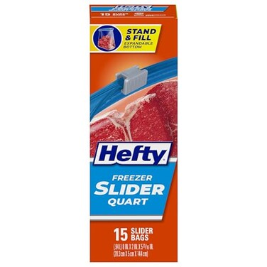 Hefty Slider Freezer Kitchen Storage Bags Quart Size 15 Count