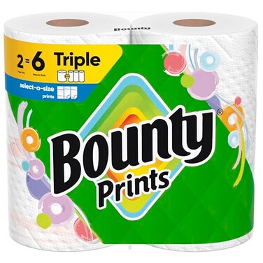 Bounty SelectASize Paper Towels Prints 2 Triple Rolls 6 Regular Rolls