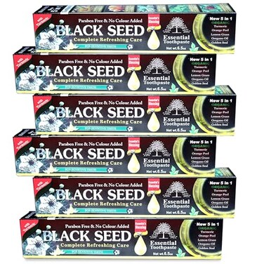 ESSENTIAL TOOTHPASTE Essential Palace Organic Black Seed Toothpaste 100 Fluoride Free Vegetable Base 6 Pack 65oz