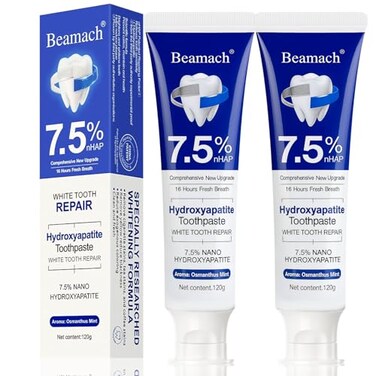 Beamach Hydroxyapatite Toothpaste FluorideFree Nano Hydroxyapatite Toothpaste 75 Enamel Repair Breath Freshening Mild Mint Appropriate for Sensitive Teeth 423oz 2