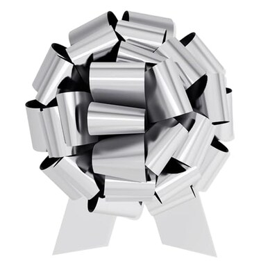 InstaBows Large Gift Bow 12 Pull String Bow Perfect for Gift Wrapping Big Presents Cars Bikes More Silver 1XBow