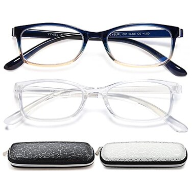 EYEURL Blue Light Blocking Reading Glasses 175 Computer Readers for Women Men Lightweight TR90 Rectangular Frame Anti Eye Strain