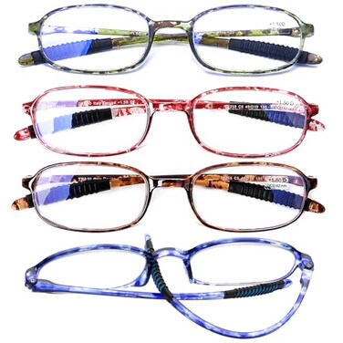 AQWANO 4 Pack Computer Reading Glasses Blue Light Blocking Lightweight TR90 Flexible Frame UV Protection Readers for Women Men 30
