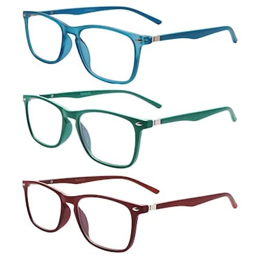 Sumkyle 3 Pack Progressive Multifocus Reading Glasses for Men Women Blue Light Blocking Spring Hinges Computer Readers 3 Mix C3150