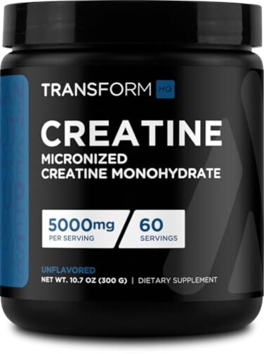 TransformHQ Creatine Monohydrate Powder 60 Servings Unflavored 5000mg Per Serving