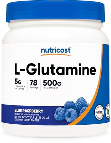 Nutricost LGlutamine Powder 500 Grams Blue Raspberry