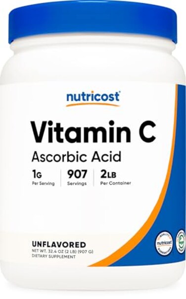 Nutricost Ascorbic Acid Powder Vitamin C 2 LBS Gluten Free NonGMO