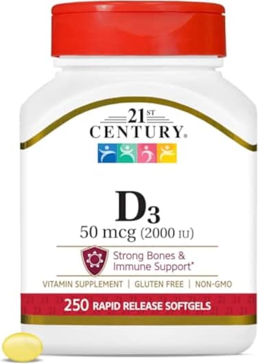 21st Century D3 2000 IU Softgels 250 Count