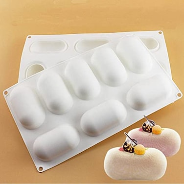 TUKE 8 Slots 3D Oval Shape Silicone Soap Mould Handmade Jelly Maker Cake Mold Tool